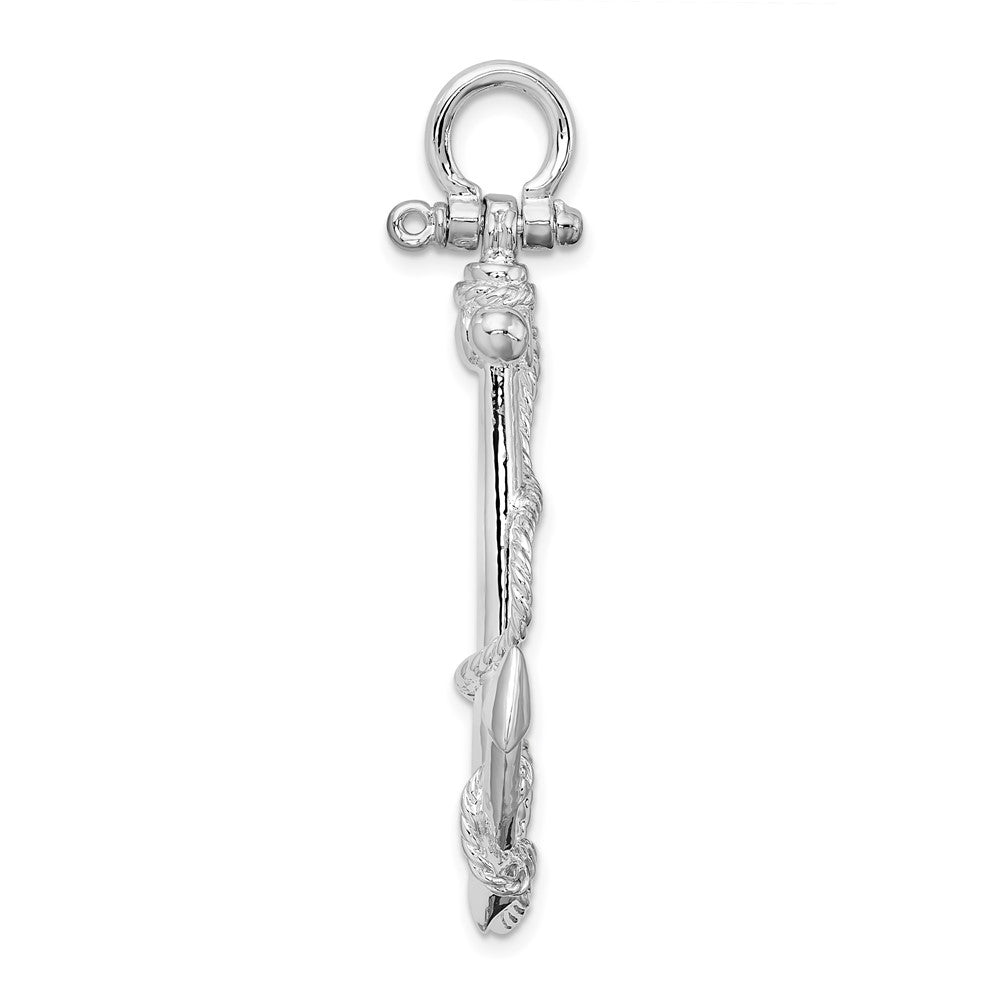 FJC Finejewelers 925 Sterling Silver Rhodium Plated Polished 3D Anchor with Rope Charm 47 x 34 mm