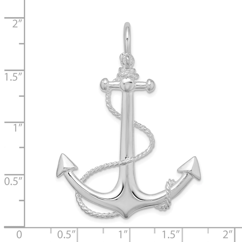 FJC Finejewelers 925 Sterling Silver Rhodium Plated Polished 3D Anchor with Rope Charm 47 x 34 mm