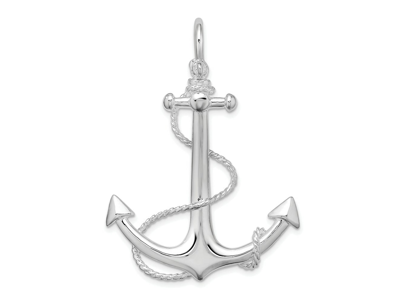 FJC Finejewelers 925 Sterling Silver Rhodium Plated Polished 3D Anchor with Rope Charm 47 x 34 mm