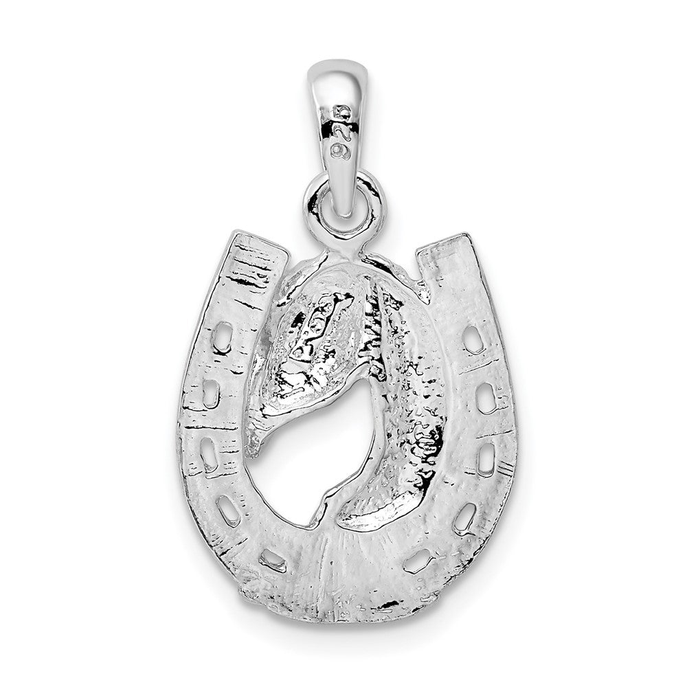 FJC Finejewelers 925 Sterling Silver Polished Horse Head in Horseshoe Charm 15 mm