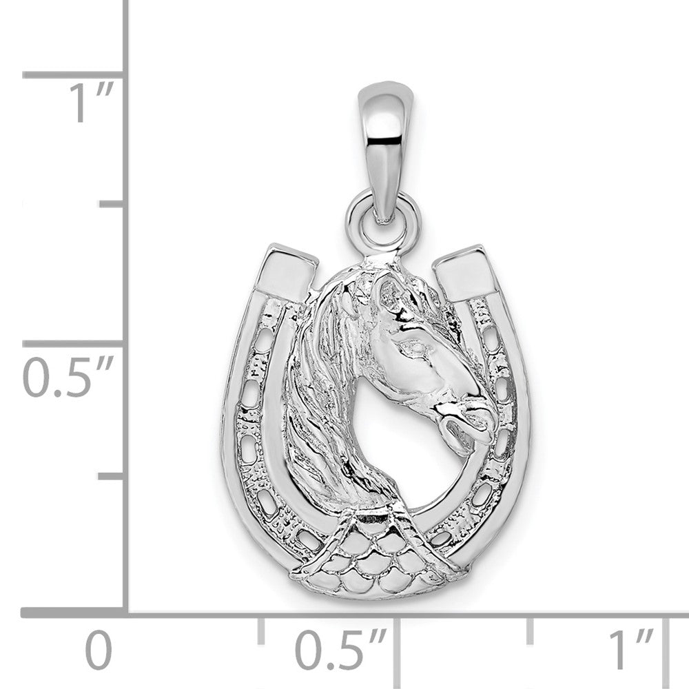 FJC Finejewelers 925 Sterling Silver Polished Horse Head in Horseshoe Charm 15 mm