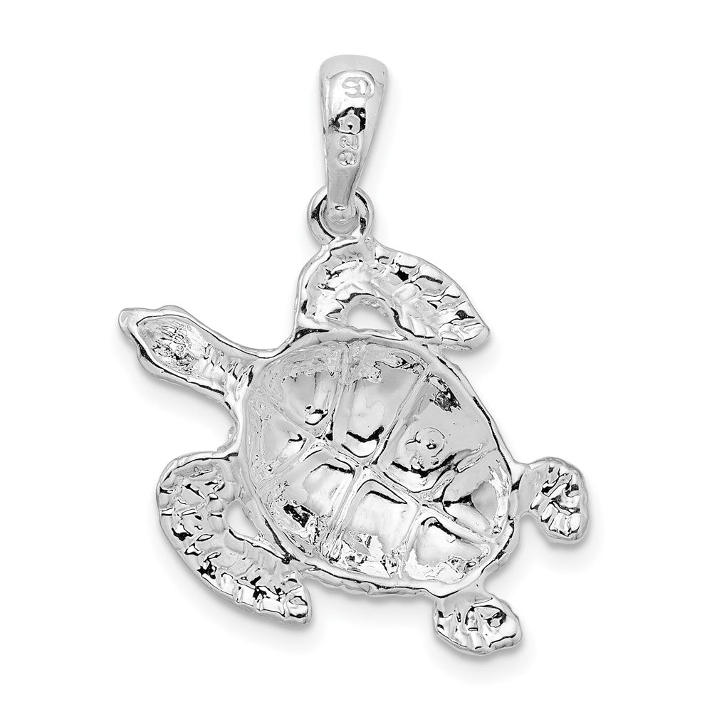 FJC Finejewelers 925 Sterling Silver Rhodium Plated Polished Sea Turtle Charm 27 x 21 mm