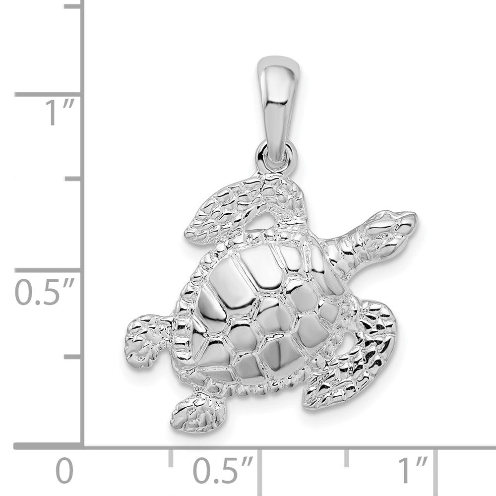 FJC Finejewelers 925 Sterling Silver Rhodium Plated Polished Sea Turtle Charm 27 x 21 mm