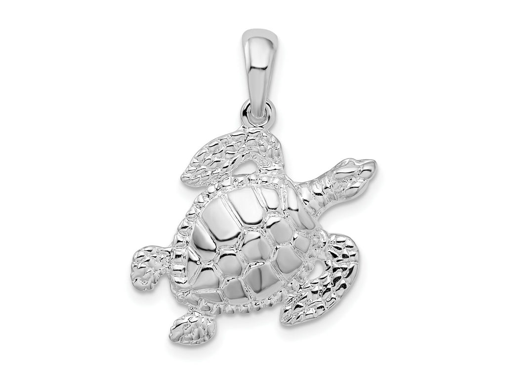 FJC Finejewelers 925 Sterling Silver Rhodium Plated Polished Sea Turtle Charm 27 x 21 mm