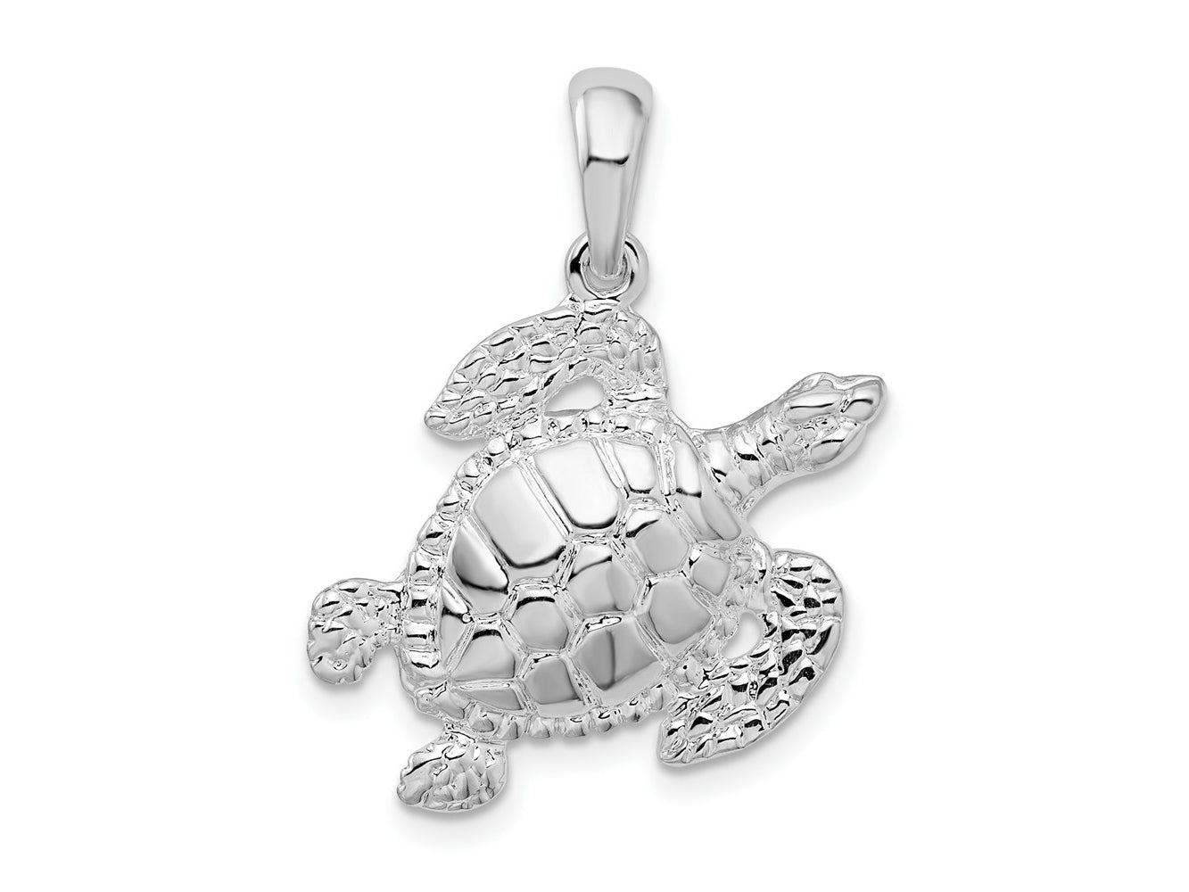 FJC Finejewelers 925 Sterling Silver Rhodium Plated Polished Sea Turtle Charm 27 x 21 mm