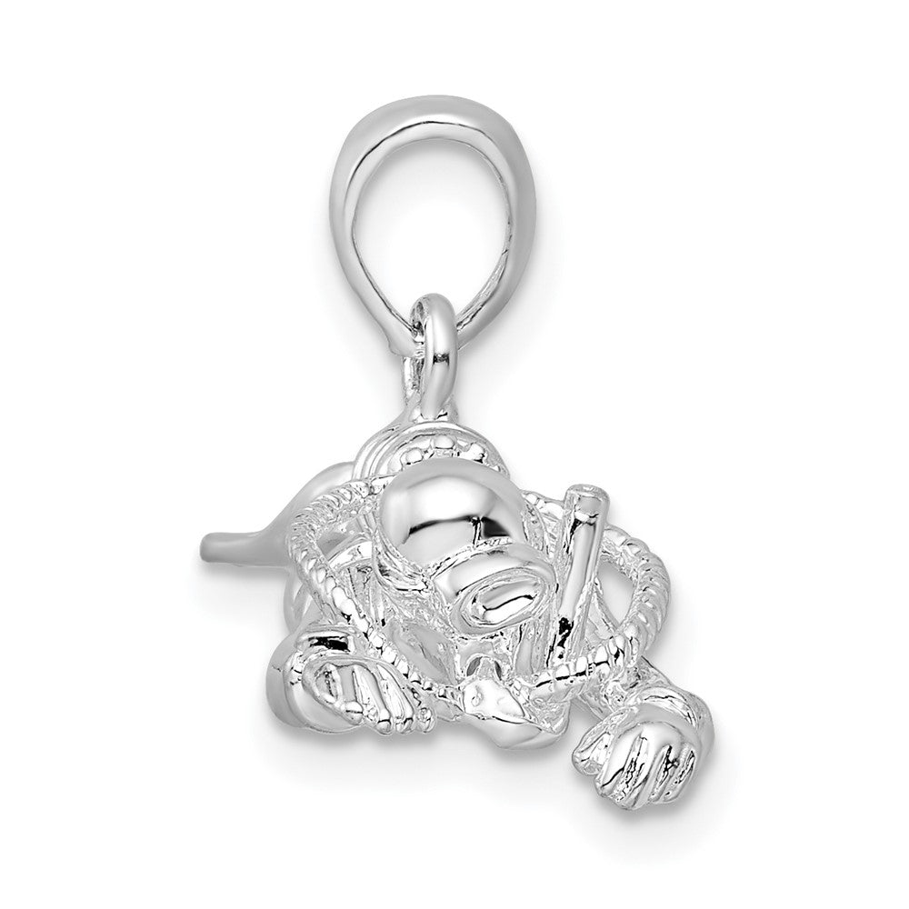 FJC Finejewelers 925 Sterling Silver Rhodium Plated Polished 3D Male Scuba Diver Charm 18 x 37 mm