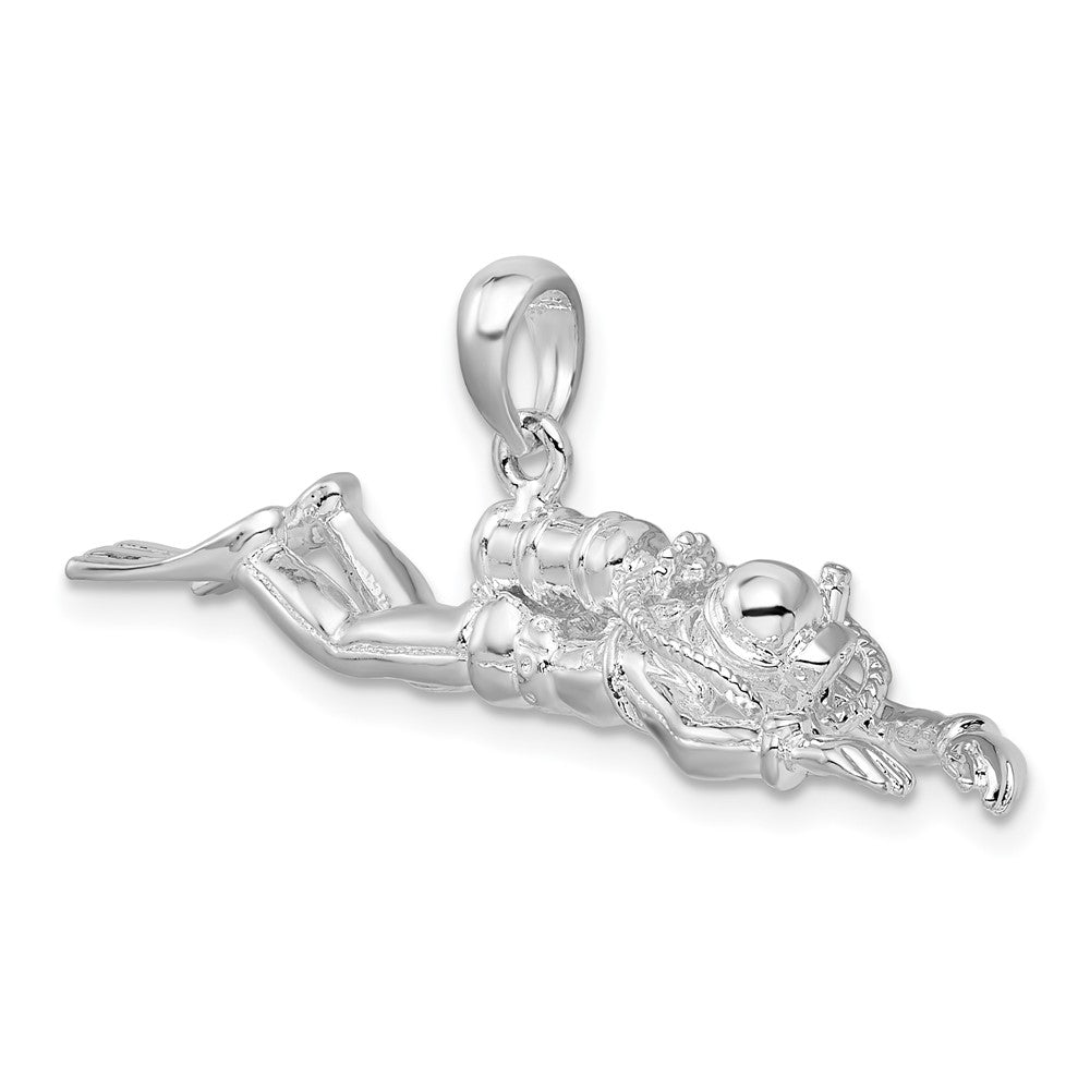 FJC Finejewelers 925 Sterling Silver Rhodium Plated Polished 3D Male Scuba Diver Charm 18 x 37 mm