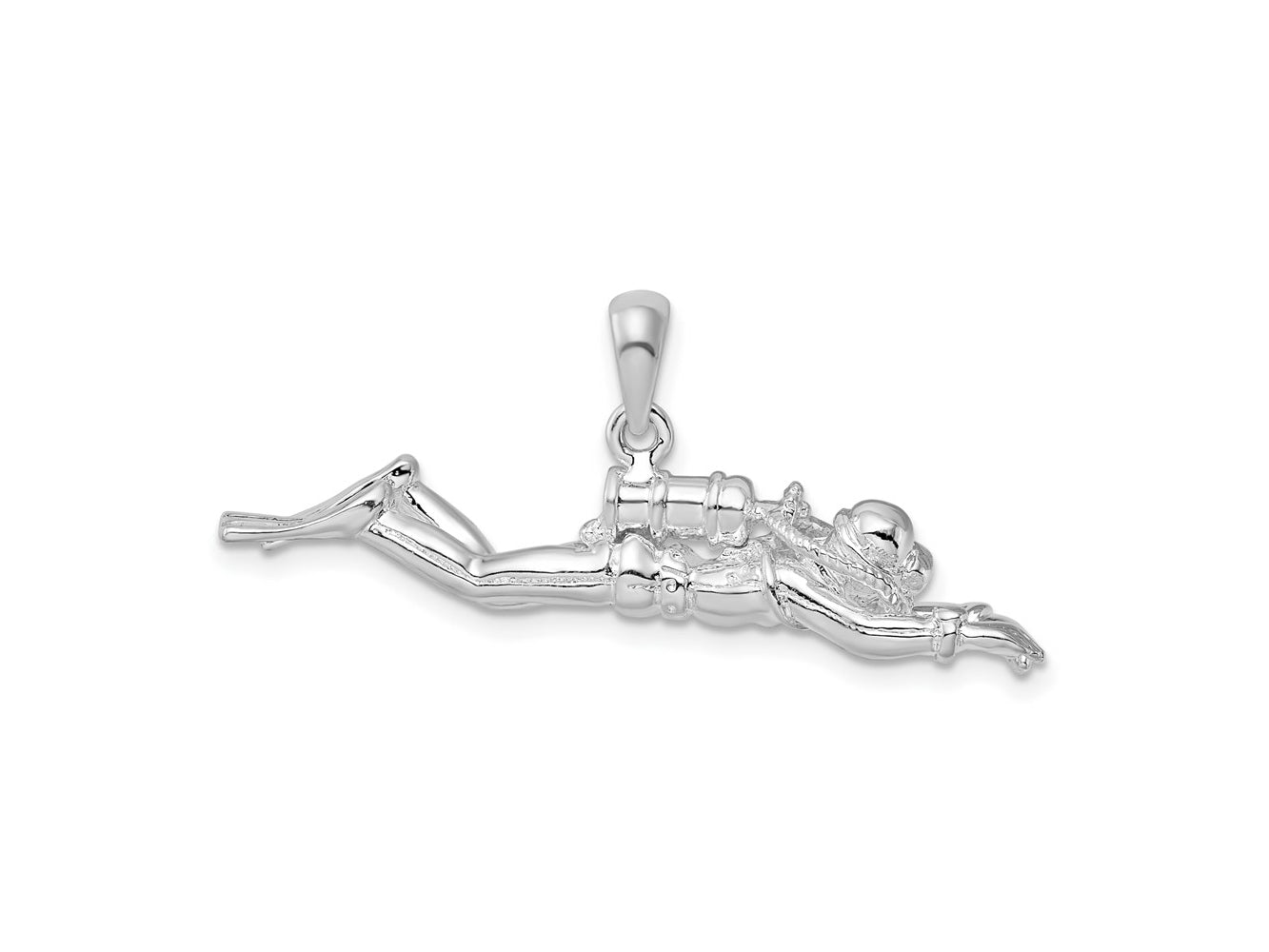 FJC Finejewelers 925 Sterling Silver Rhodium Plated Polished 3D Male Scuba Diver Charm 18 x 37 mm