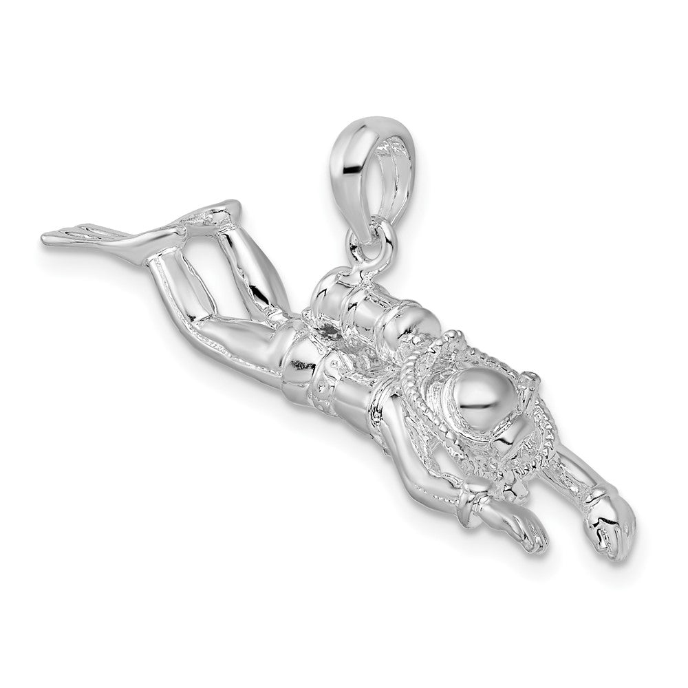 FJC Finejewelers 925 Sterling Silver Rhodium Plated Polished 3D Female Scuba Diver Charm 23 x 36 mm