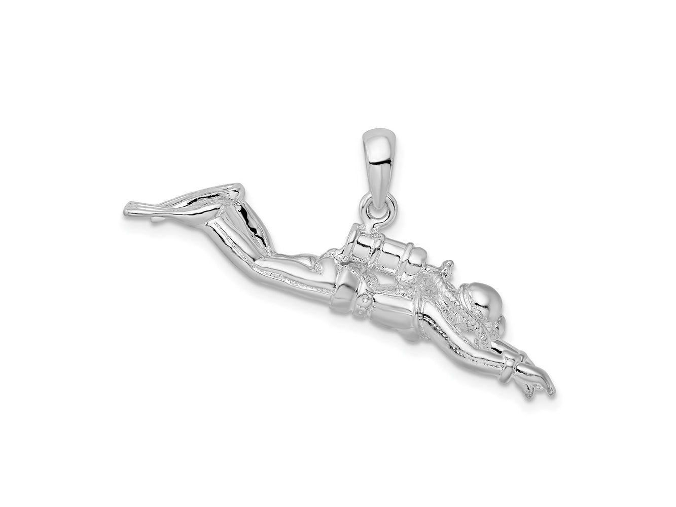FJC Finejewelers 925 Sterling Silver Rhodium Plated Polished 3D Female Scuba Diver Charm 23 x 36 mm