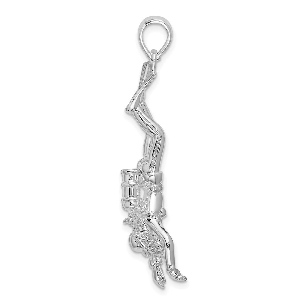 FJC Finejewelers 925 Sterling Silver Rhodium Plated Polished 3D Female Scuba Diver Charm 45 x 11 mm