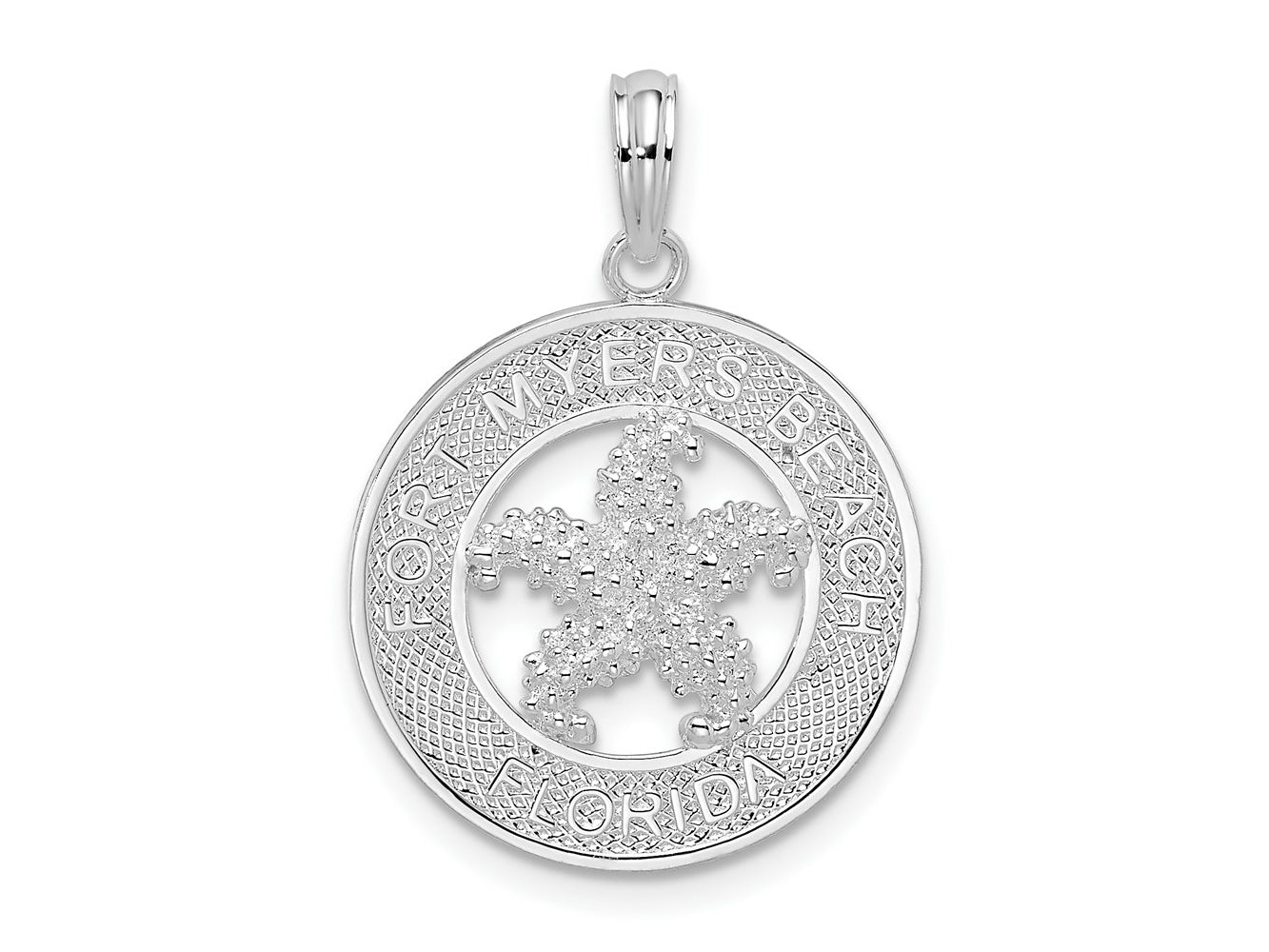 FJC Finejewelers 925 Sterling Silver Fort Myers Beach, FL Circle with Starfish Charm 25 x 18 mm