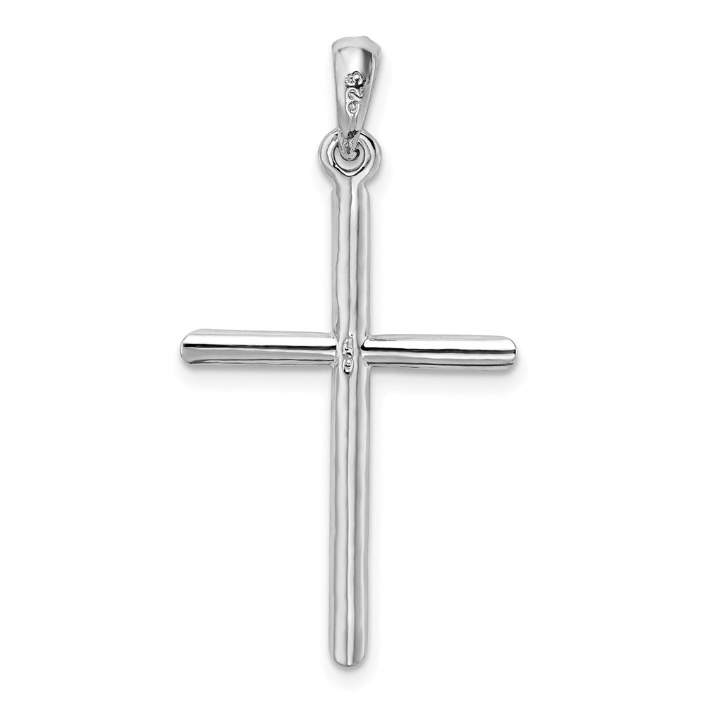 FJC Finejewelers 925 Sterling Silver Rhodium Plated 3D Cylinder with Beveled Ends Cross Charm 19 mm