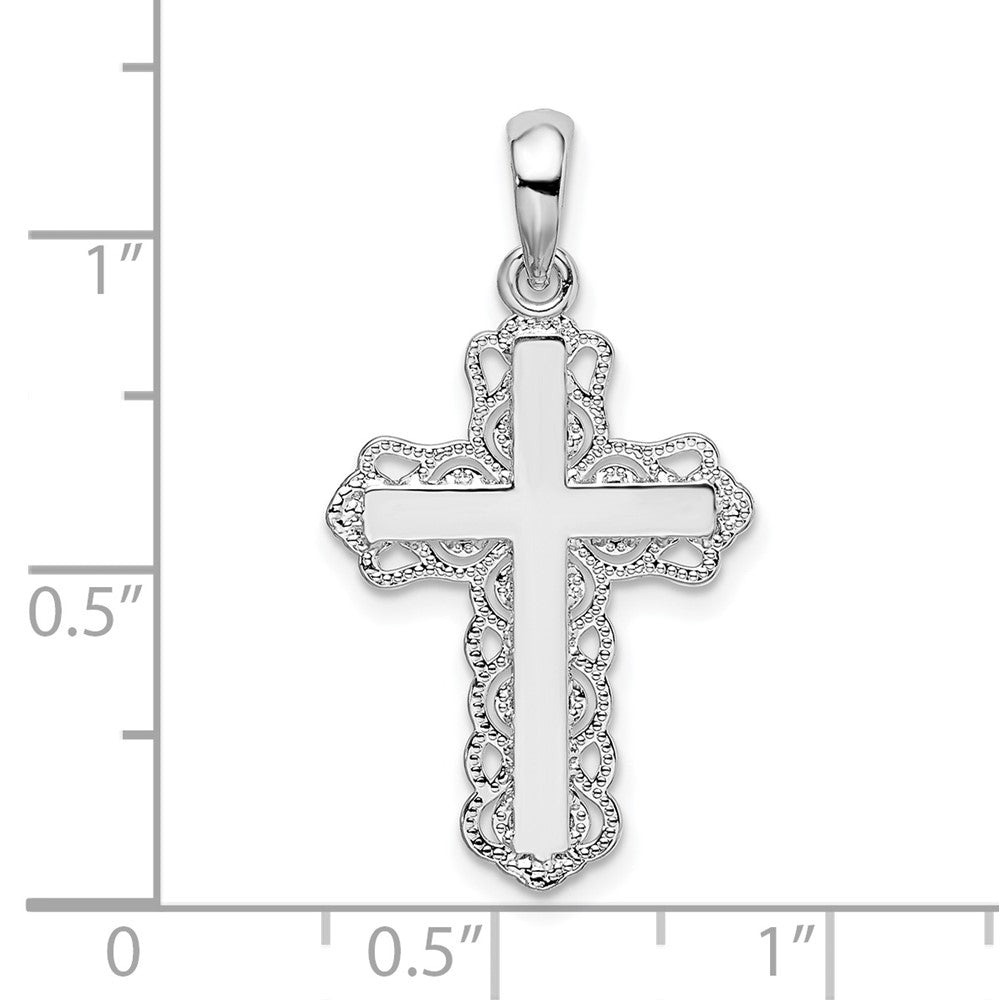 FJC Finejewelers 925 Sterling Silver Polished Lace-edge Cross Charm 16 mm
