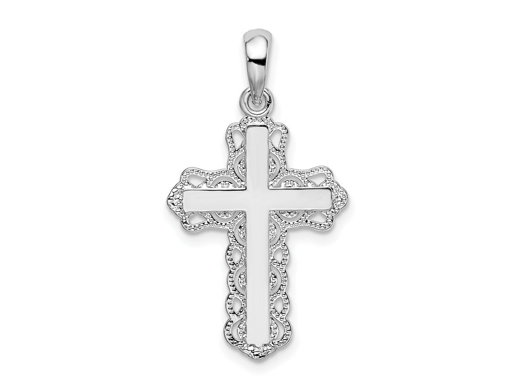 FJC Finejewelers 925 Sterling Silver Polished Lace-edge Cross Charm 16 mm