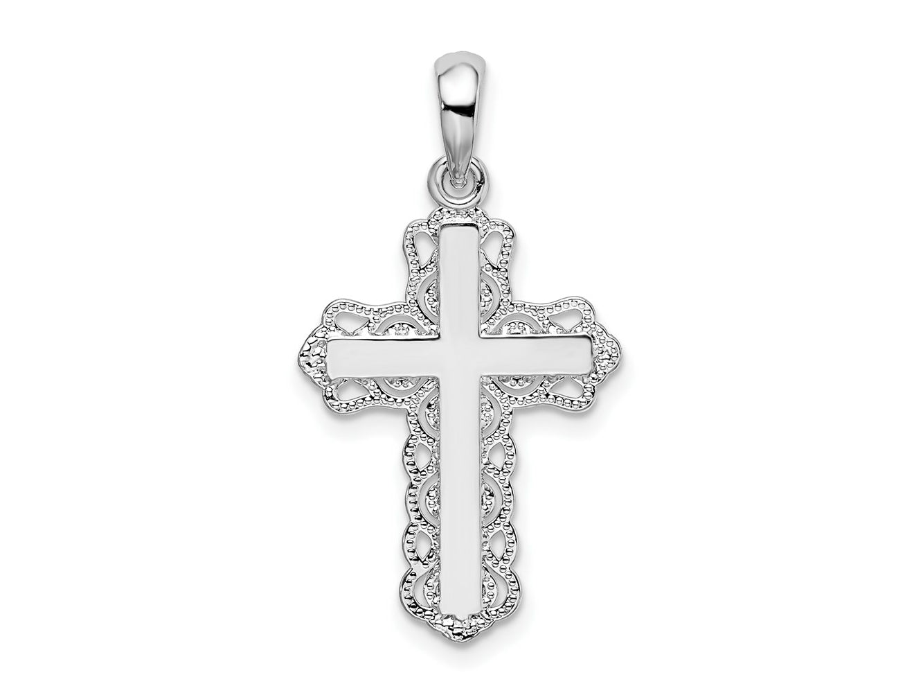 FJC Finejewelers 925 Sterling Silver Polished Lace-edge Cross Charm 16 mm