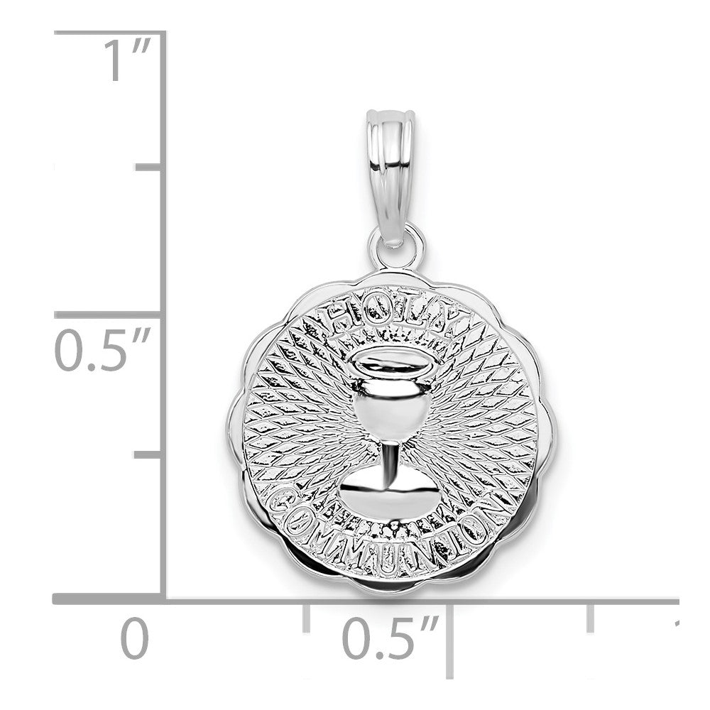 FJC Finejewelers 925 Sterling Silver Rhodium Plated Scalloped Holy Communion Charm 22 x 14 mm