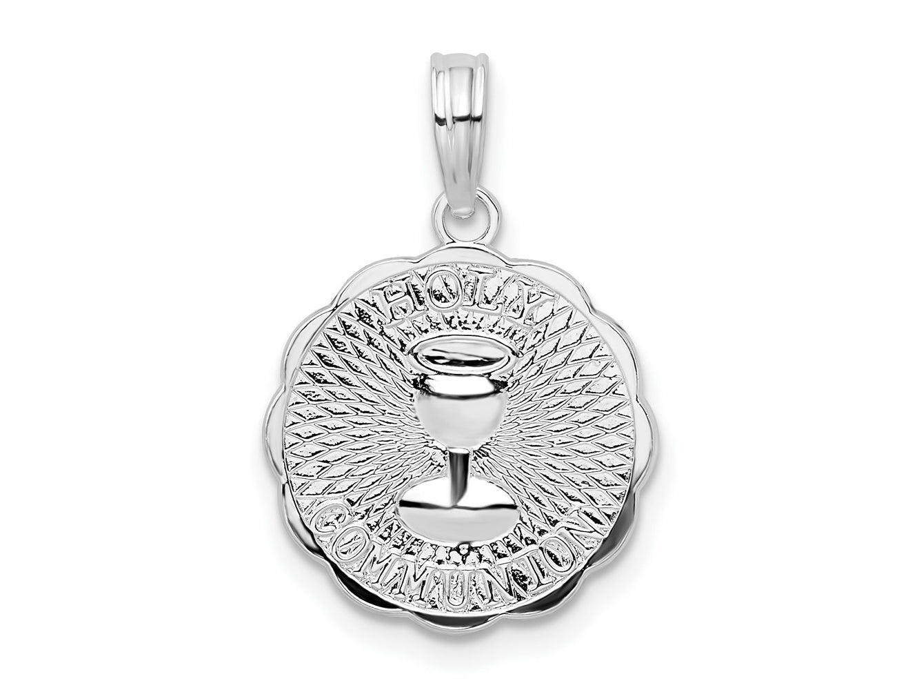 FJC Finejewelers 925 Sterling Silver Rhodium Plated Scalloped Holy Communion Charm 22 x 14 mm