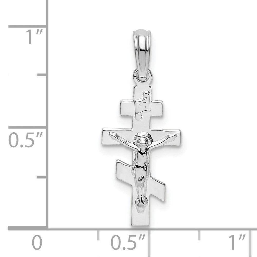 FJC Finejewelers 925 Sterling Silver Rhodium Plated Polished Byzantine Crucifix Charm 10 mm