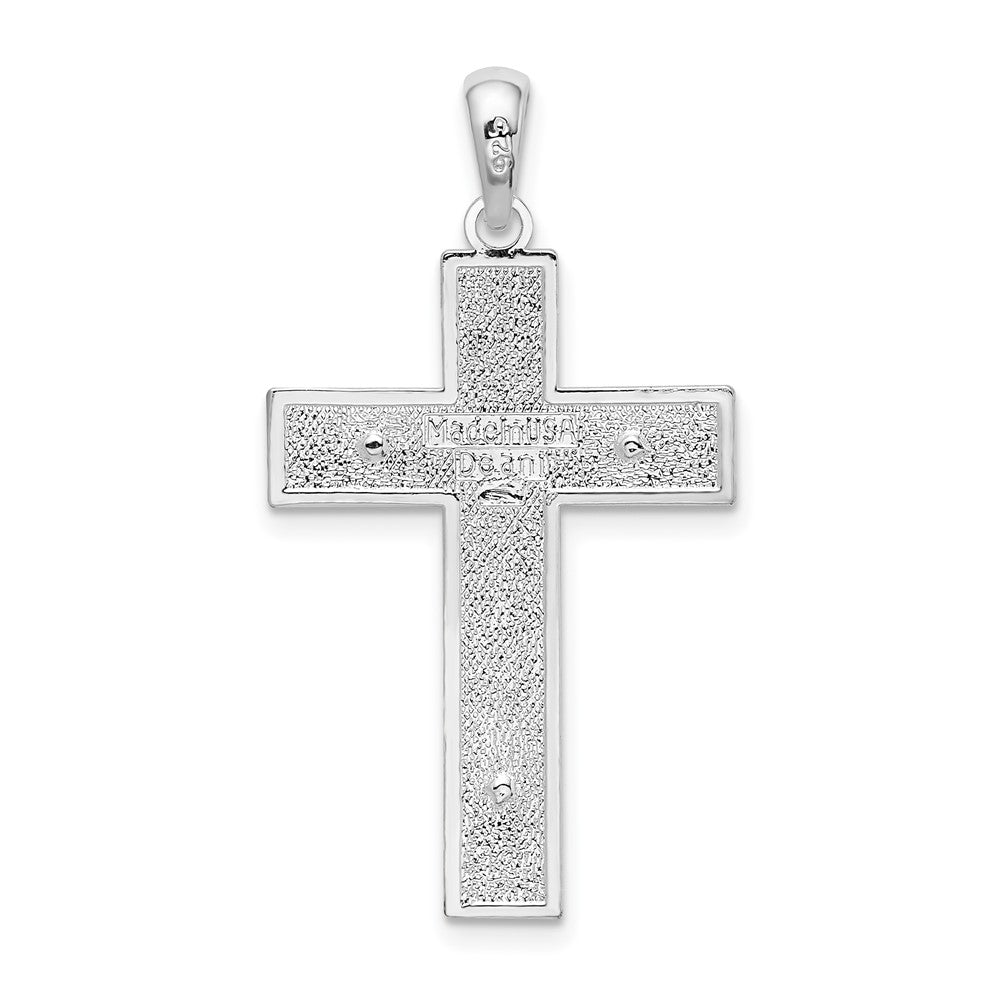 FJC Finejewelers 925 Sterling Silver Rhodium Plated Textured Latin Crucifix Charm 21 mm
