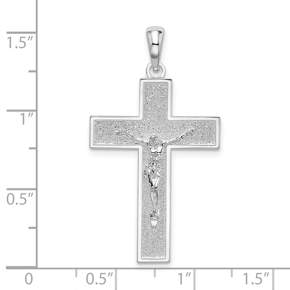 FJC Finejewelers 925 Sterling Silver Rhodium Plated Textured Latin Crucifix Charm 21 mm