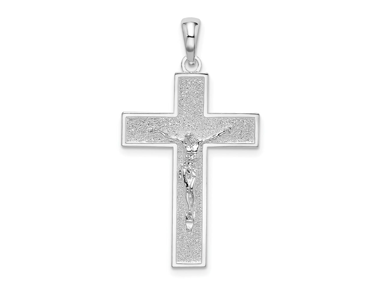 FJC Finejewelers 925 Sterling Silver Rhodium Plated Textured Latin Crucifix Charm 21 mm