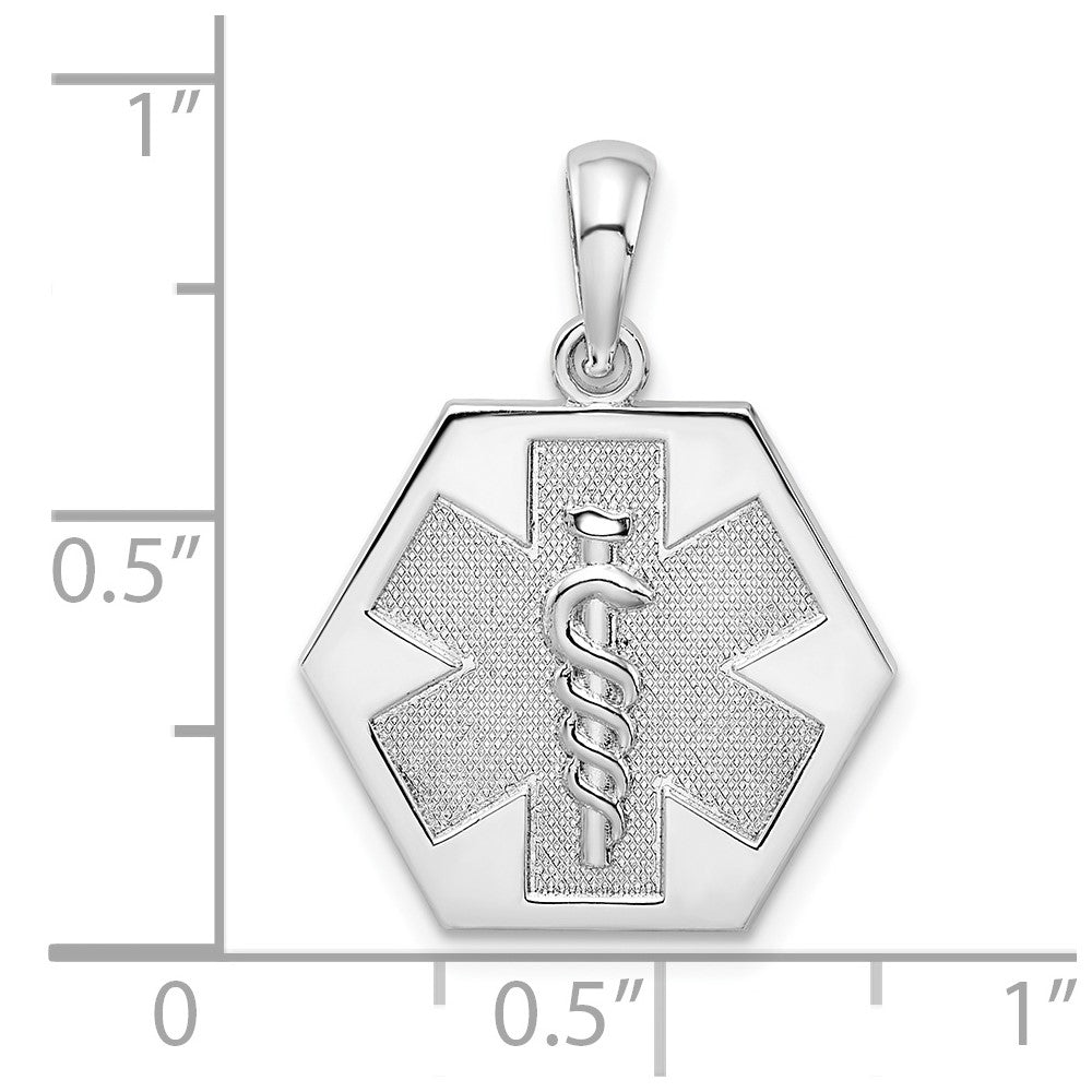 FJC Finejewelers 925 Sterling Silver Polished Caduceus Hexagon Disc Charm 23 x 17 mm