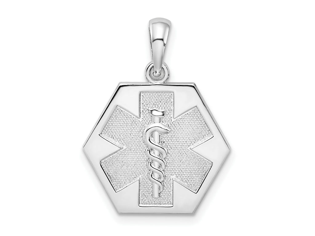FJC Finejewelers 925 Sterling Silver Polished Caduceus Hexagon Disc Charm 23 x 17 mm