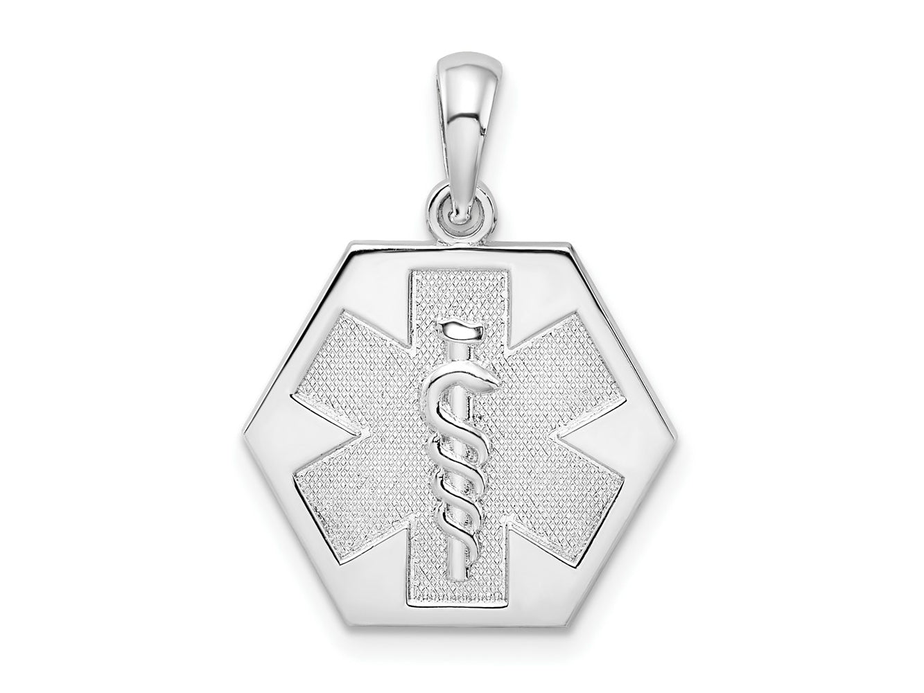 FJC Finejewelers 925 Sterling Silver Polished Caduceus Hexagon Disc Charm 23 x 17 mm