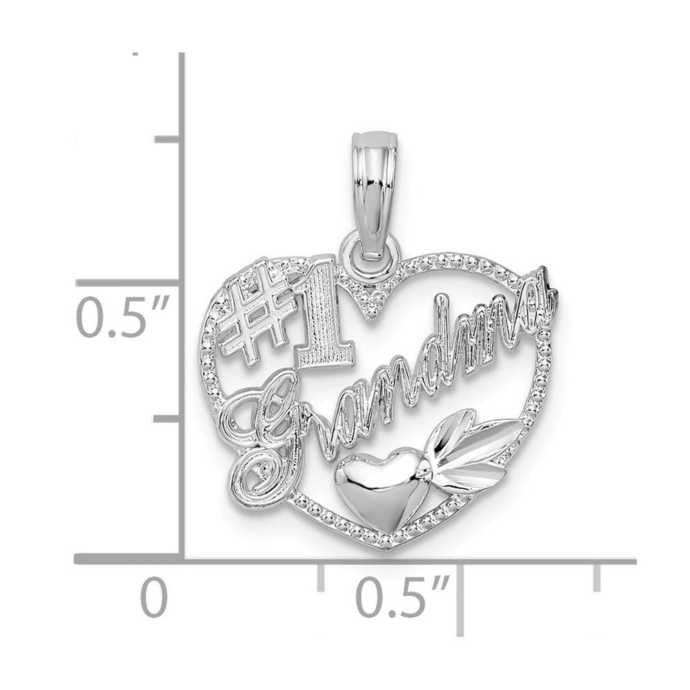 FJC Finejewelers 925 Sterling Silver Rhodium Plated #1 Grandma in Heart Charm