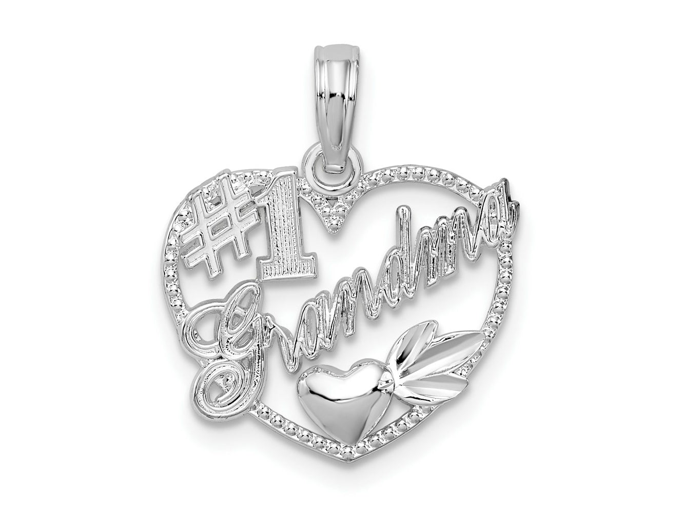 FJC Finejewelers 925 Sterling Silver Rhodium Plated #1 Grandma in Heart Charm