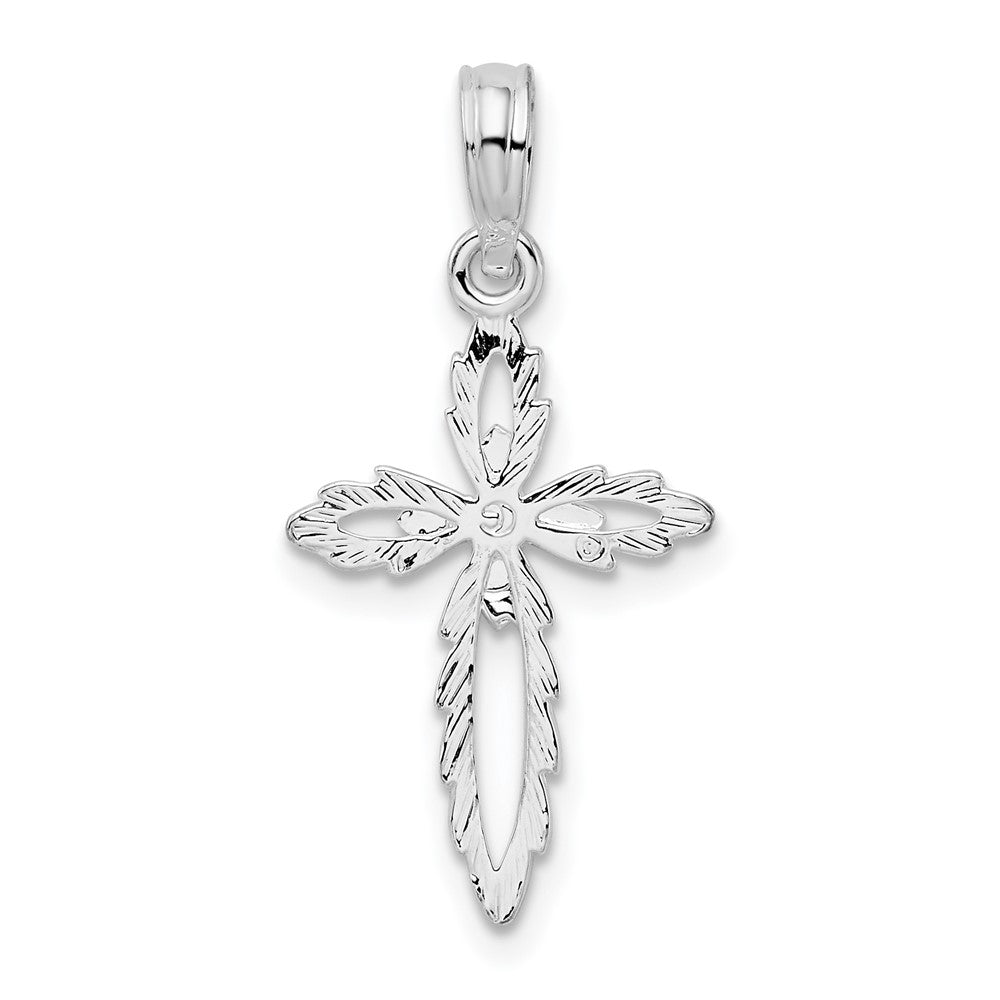 FJC Finejewelers 925 Sterling Silver Rhodium Plated Scalloped Edge Cut-out Cross Charm 12 mm