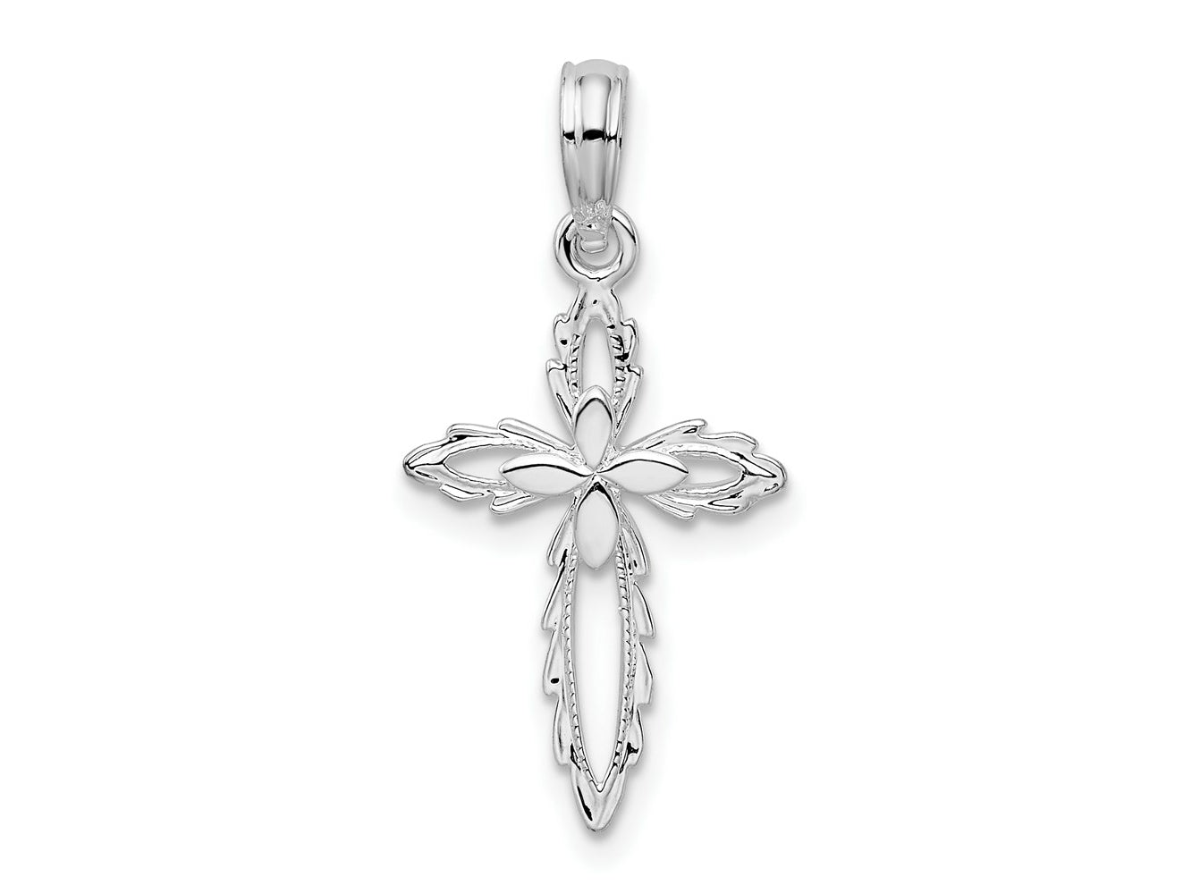FJC Finejewelers 925 Sterling Silver Rhodium Plated Scalloped Edge Cut-out Cross Charm 12 mm