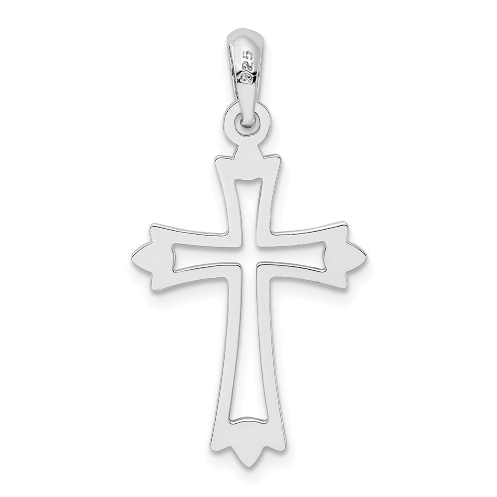 FJC Finejewelers 925 Sterling Silver Rhodium Plated Pointed Ends Cut-out Cross Charm 16 mm