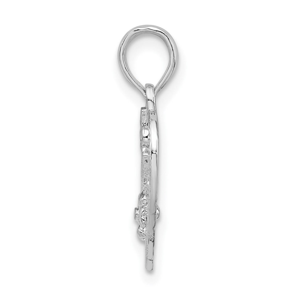 FJC Finejewelers 925 Sterling Silver Rhodium Plated Polished #1 Sister with Flower Heart Charm