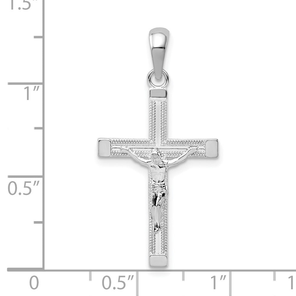 FJC Finejewelers 925 Sterling Silver Rhodium Plated Polished Latin Crucifix Charm 16 mm