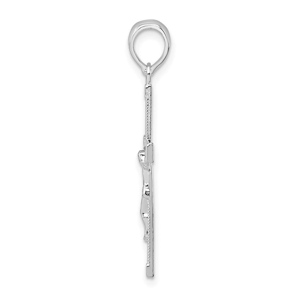 FJC Finejewelers 925 Sterling Silver Rhodium Plated Polished Latin Crucifix Charm 16 mm