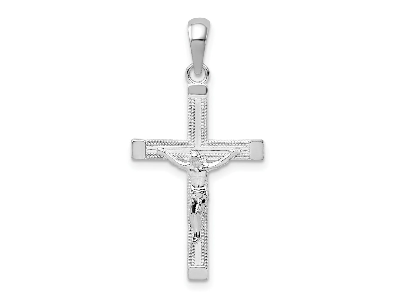FJC Finejewelers 925 Sterling Silver Rhodium Plated Polished Latin Crucifix Charm 16 mm