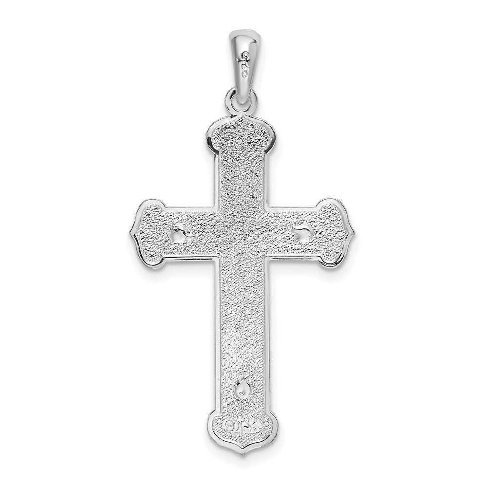 FJC Finejewelers 925 Sterling Silver Rhodium Plated Polished Budded Crucifix Charm 20 mm
