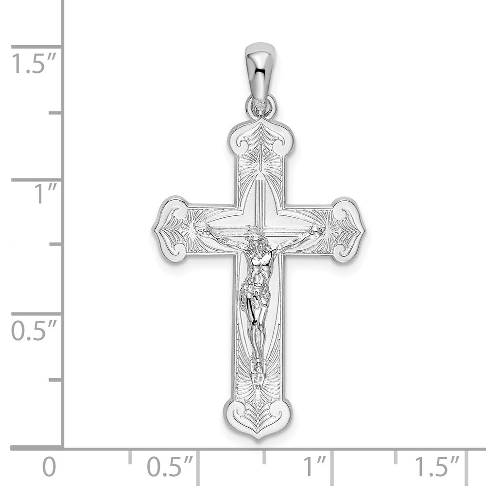 FJC Finejewelers 925 Sterling Silver Rhodium Plated Polished Budded Crucifix Charm 20 mm