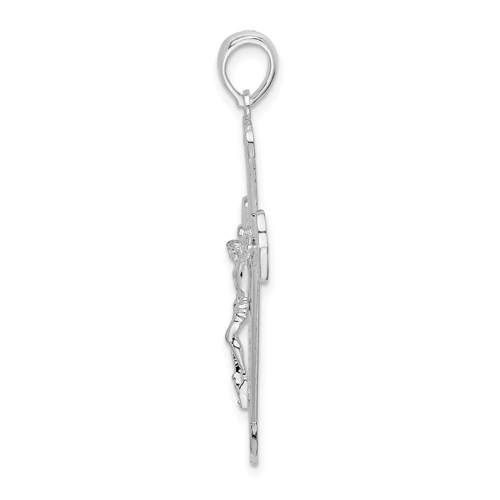 FJC Finejewelers 925 Sterling Silver Rhodium Plated Polished Budded Crucifix Charm 20 mm