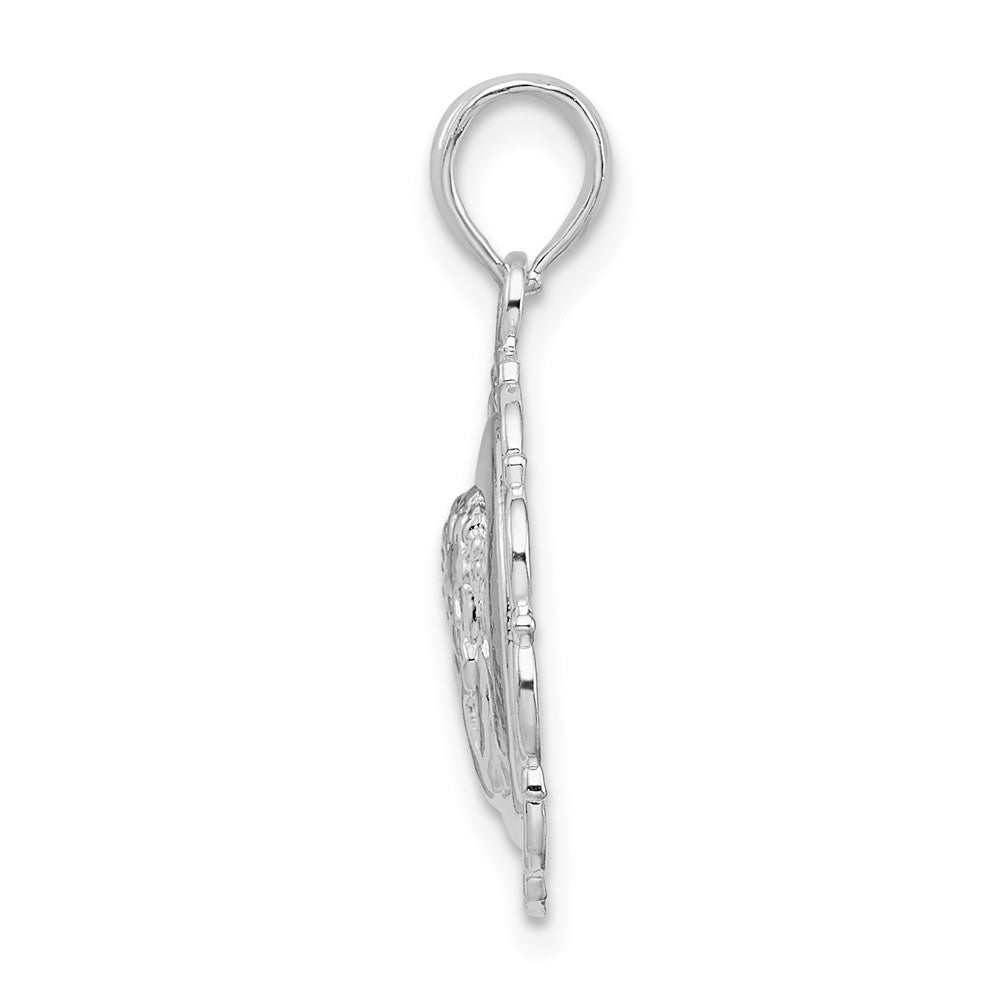 FJC Finejewelers 925 Sterling Silver Rhodium Plated Polished Scalloped Edge Angel Charm 20 x 15 mm