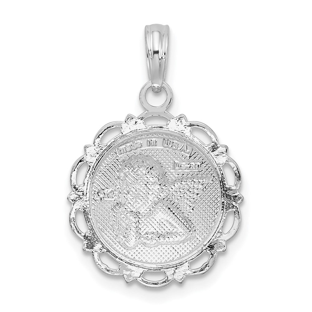 FJC Finejewelers 925 Sterling Silver Rhodium Plated Polished Scalloped Edge Angel Charm 20 x 15 mm