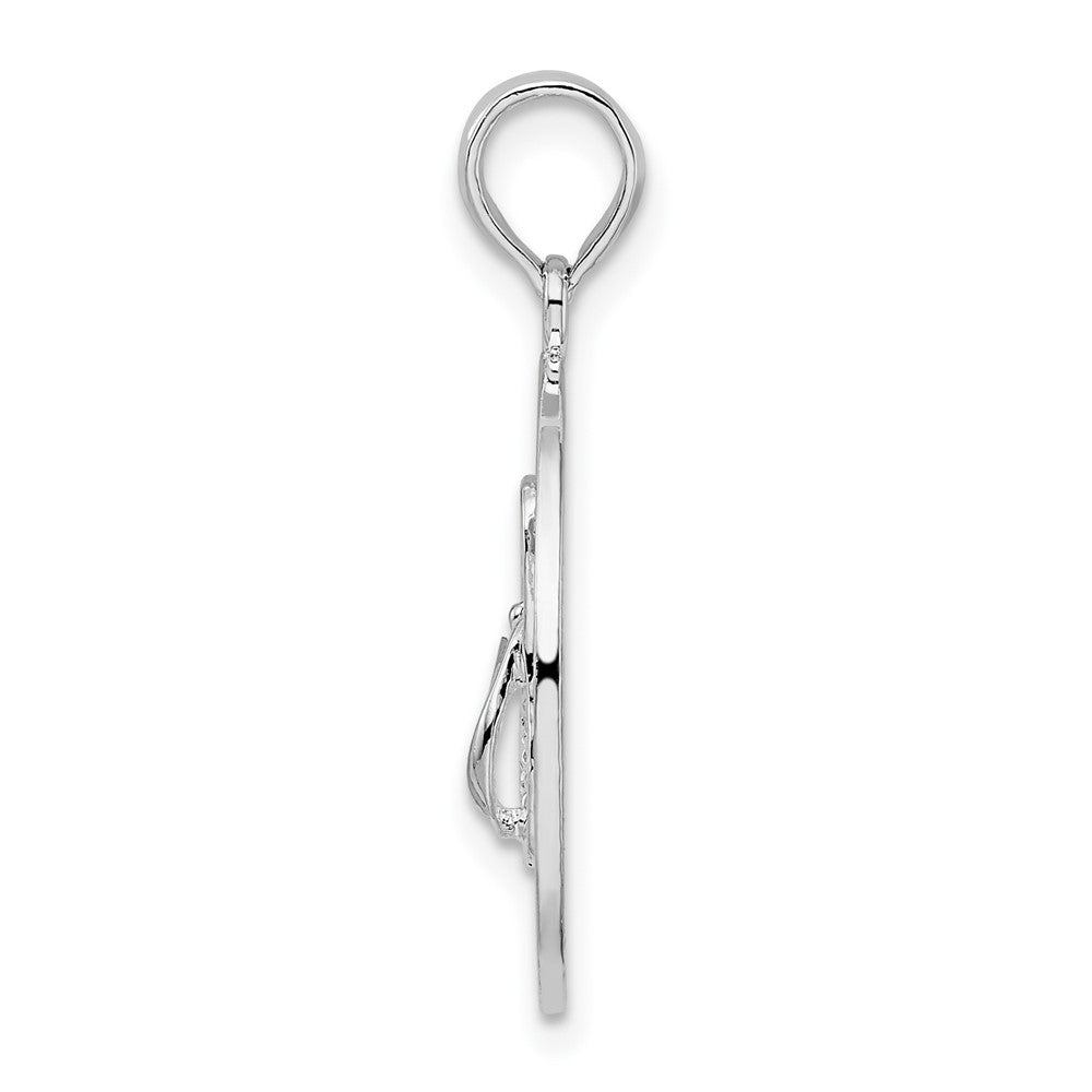 FJC Finejewelers 925 Sterling Silver Rhodium Plated Pentwater, MI Circle with Flip Flop Charm 25 x 18 mm