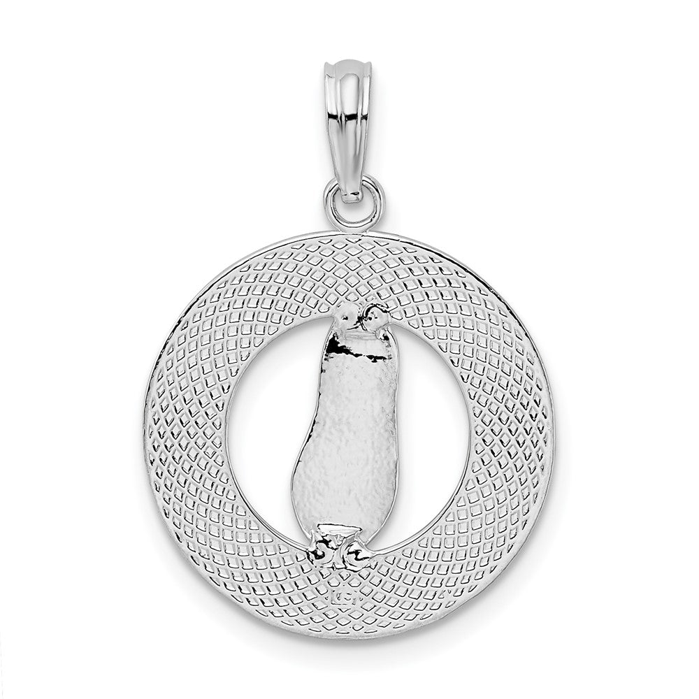 FJC Finejewelers 925 Sterling Silver Rhodium Plated Pentwater, MI Circle with Flip Flop Charm 25 x 18 mm