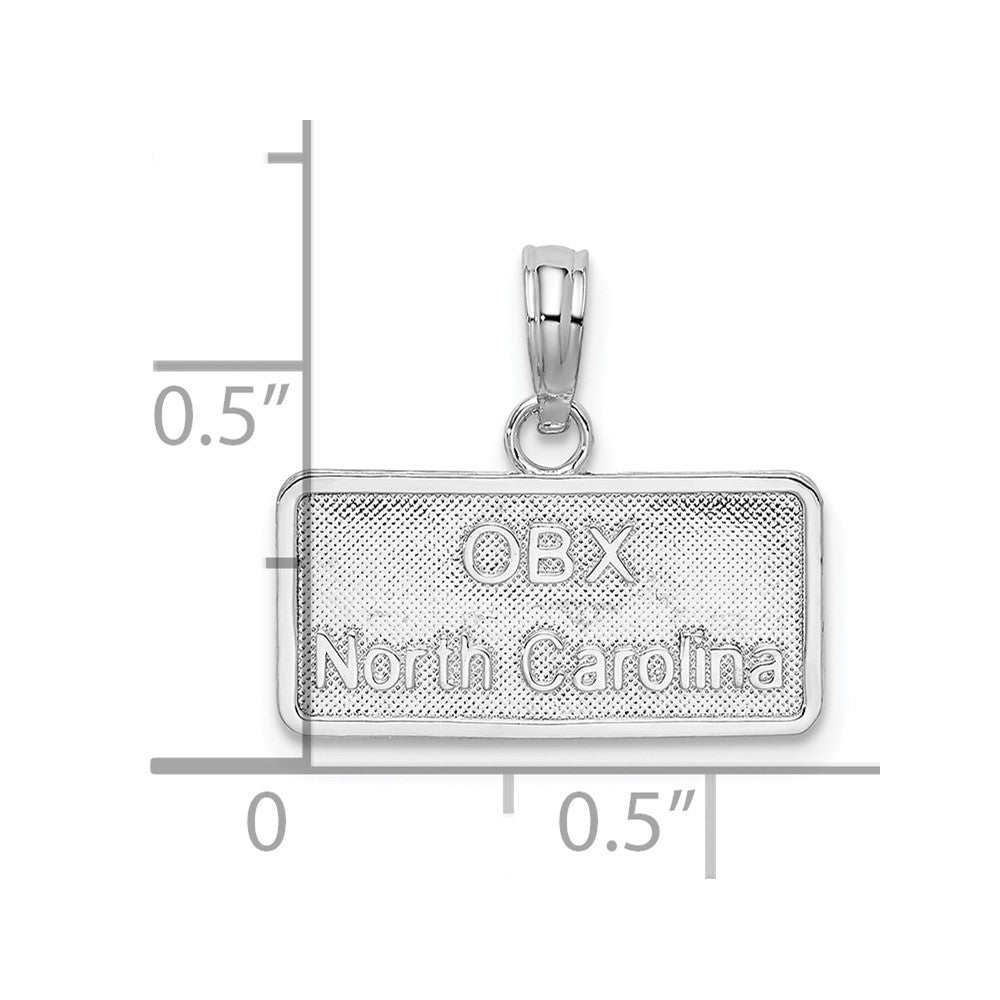 FJC Finejewelers 925 Sterling Silver Rhodium Plated OBX, North Carolina License Plate Charm 15 x 17 mm