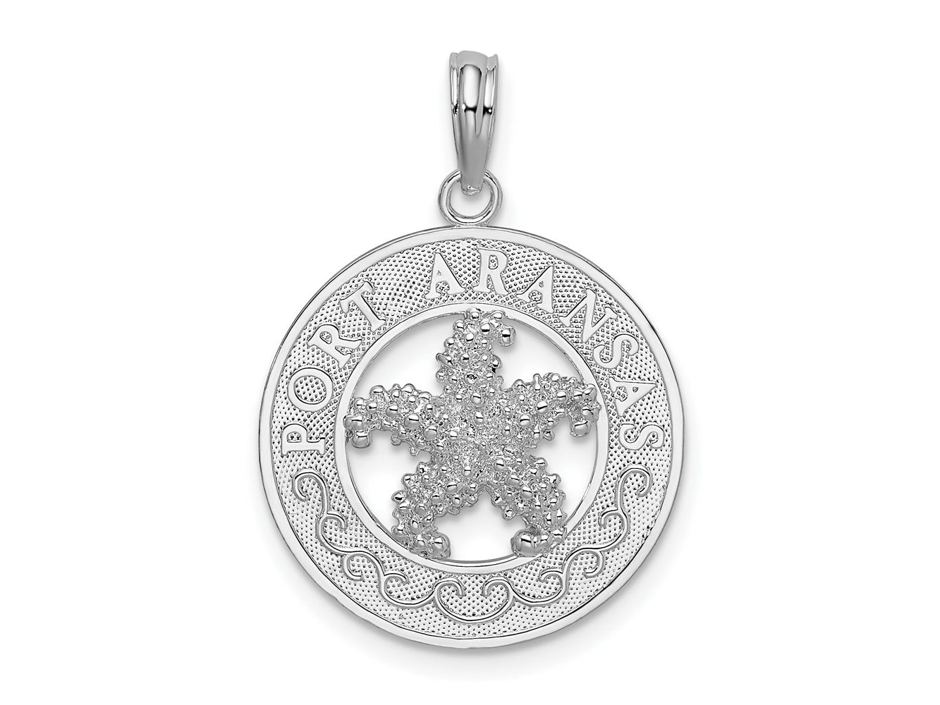 FJC Finejewelers 925 Sterling Silver Rhodium Plated Port Aransas Circle with Starfish Charm 25 x 18 mm