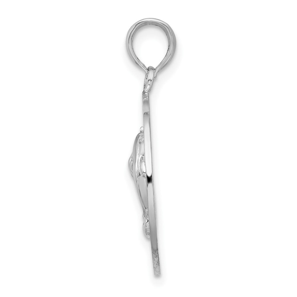 FJC Finejewelers 925 Sterling Silver Rhodium Plated Port Aransas Circle with Dolphins Charm 25 x 18 mm