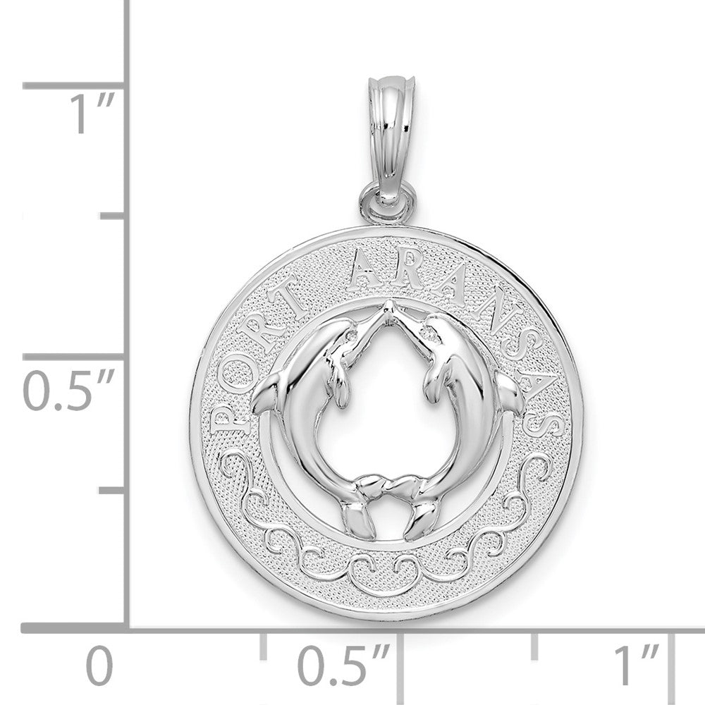 FJC Finejewelers 925 Sterling Silver Rhodium Plated Port Aransas Circle with Dolphins Charm 25 x 18 mm