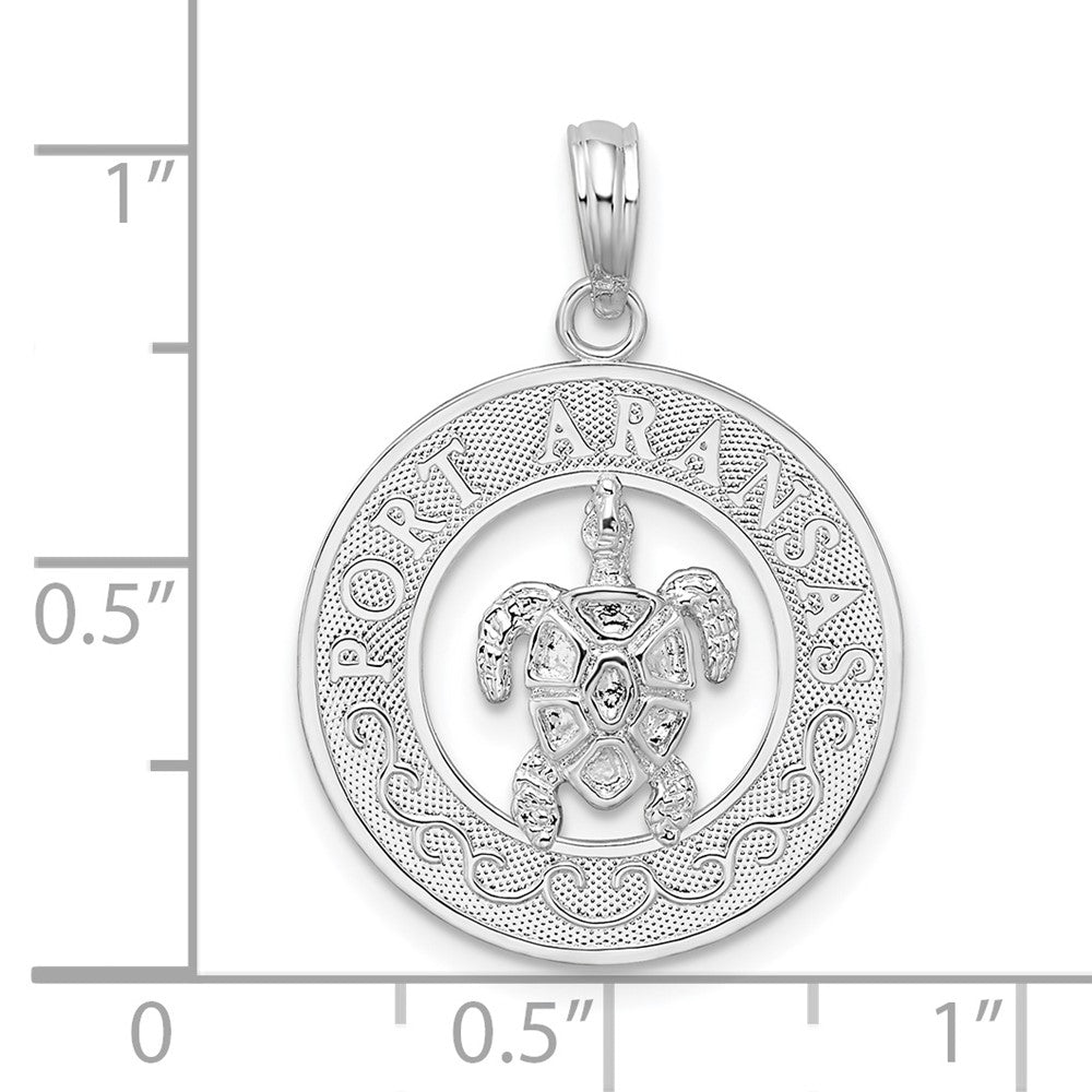 FJC Finejewelers 925 Sterling Silver Rhodium Plated Port Aransas Circle with Turtle Charm 26 x 18 mm